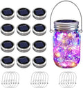 VOOKRY 12 Pack Solar Mason Jar Lights, 30 LED Mason Jar Lids Waterproof Firefly Fairy String Lights with 12 Hangers(No Jars), for Outdoor Patio Garden Yard Lawn Party Wedding Decoration - Multicolor by VOOKRY