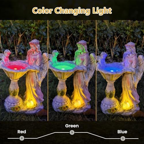 Solar Garden Statue Outdoor Angel Garden Figurine with Color Changing Light - Image 2