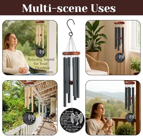 Personalized Firefighter Angel Memorial Wind Chime with Custom Name and Memorial Years, in Loving Memory Tribute, Fire Department Remembrance Sympathy Gift, Outdoor Garden Patio Porch Décor - Image 6