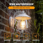 LUTEC 2 Pack Outdoor Indoor Wall Lantern, Farmhouse Barn Wall Sconce Lighting Fixture,Aluminum Anti-Rust Wall Mount Light, Waterproof Wall lamp with Clear Glass for Porch, Exterior, Patio-White - Image 2