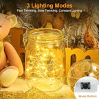 btfarm 30 Pack Fairy Lights Battery Operated [3 Modes] and 8 Pack 4x4 Solar Post Cap Lights with Edison LED Bulb Waterproof for Christmas Mason Jars Porch Patio Yard, Warm White - Image 4