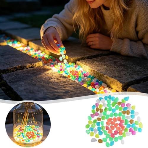 Colorful Glow in The Dark Garden Rocks,Outdoor Luminous Stones for Glow in the Dark Walkways, Artificial Landscape Rocks Night Guide Luminous Pebbles for Garden Lawn Path Yard Decor (800, Mixed) - Image 7