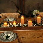 Homemory Amber Flickering Flameless Candles, Battery Operated Acrylic LED Pillar Candles with Remote Control and Timer, Fall Candles, Set of 5 - Image 4
