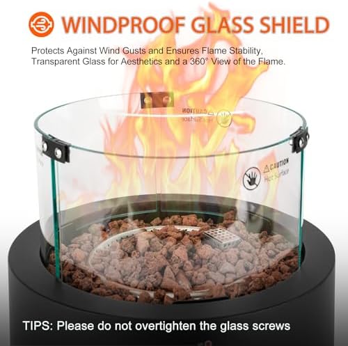 15.7" Propane Gas Fire Pit Side-Mounted, Portable Tabletop Fireplace, FP038 - Image 4