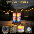 Solar Lantern Outdoor Waterproof Colorful Abstract Watercolor Wildflower Aesthetic Landscape Mountain Garden Decor LED Solar Lights Hanging/Tabletop Lamp Gifts for Women Mom for Outside Yard Patio - Image 2