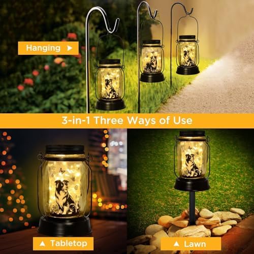 kyoryuger Border Collie Gifts for Women/Men Border Collie Solar Lanterns Dog Mom Birthday, Dog Lovers Lantern, Pet Loss Pet Memorial Lights, Solar Garden Decor Outside for Yard, Patio,Backyard,Porch - Image 3