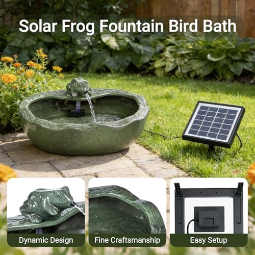 Ceramic Solar Water Fountain Outdoor – 11" Glazed Frog Solar Garden Fountain, Solar Powered Fountain for Garden, Patio, Yard, Tabletop - Image 4