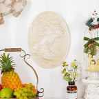 Sungmor White Cast Iron Wall Decor,Oval-shaped Classical Lady Relief Plaque - Image 2