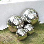 Tableclothsfactory Silver Stainless Steel Gazing Globe Mirror Ball, Reflective Shiny Hollow Garden Spheres - 16" - Image 7