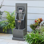 Sunlinua 35H Modern Outdoor Water Fountain with 3-Tiers Cascading Waterfall Feature for Indoor or Outdoor Cascading Waterfall for Relaxing Garden Patio Backyard Deck Porch or Home Décor - Image 7