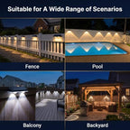 AUDLES Fence Lights Solar Powered, 12 Pack 3 Color Temp LED Solar Fence Lights Outdoor, IP65 Waterproof Landscape Step Lights for Backyard, Patio, Railing, Garden, Yard - Image 6
