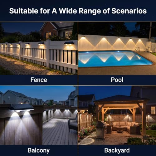 AUDLES Fence Lights Solar Powered, 12 Pack 3 Color Temp LED Solar Fence Lights Outdoor, IP65 Waterproof Landscape Step Lights for Backyard, Patio, Railing, Garden, Yard - Image 6