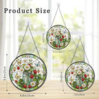 Stained Glass Window Hanging Strawberry Daisy Butterfly Sun Catchers Mason Jar Floral Suncatchers for Home Porch Garden Indoor & Outdoor Decor (9.8x9.8 in) - Image 3