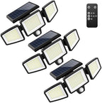 Tuffenough Solar Outdoor Lights 2500LM 210 LED Security Lights with Remote Control,3 Heads Motion Sensor Lights, IP65 Waterproof,270° Wide Angle Flood Wall Lights with 3 Modes(3 Packs) by SolarOutdoorLights