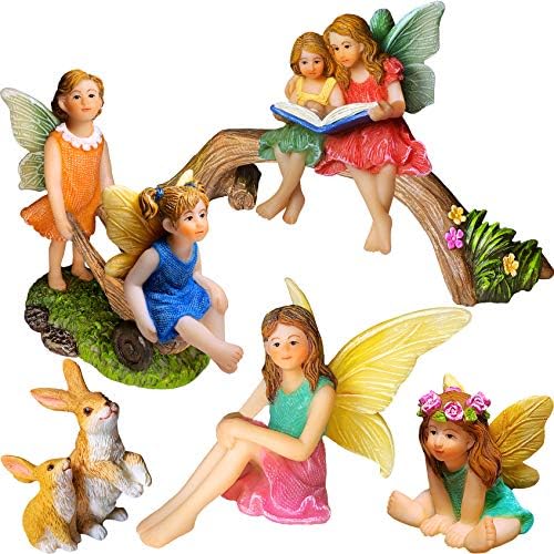 Mood Lab Fairy Garden Figurines - Fairy Statue Set (6 pcs) - Miniature Decorative Statues & Accessories - Outdoor & Indoor Garden Decor by MoodLab