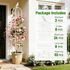 2 Pack Trellis for Climbing Planting Outdoor, 6ft Plant Trellis-Rustproof Metal Pipe with Heavy Duty Plastic Coated, Potted Plant Support for Clematis Vine Jasmine Support (White, 2 Pack) - Image 7