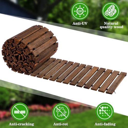 Landical 24ft Wooden Garden Pathway Walkway, Roll Out Outdoor Path,Brown - Image 4