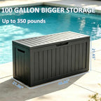 EasyUp Outdoor Storage Box 100 Gallon Waterproof Resin Deck Boxes Black - Image 3