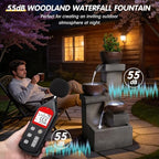 Tiered Cascading Jar Waterfall Outdoor Water Fountain, Resin Garden Water Feature with LED Lights for Patio & Garden Decor - Image 4