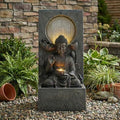 28 Inch Zen-Style Buddha Fountain, Freestanding Water Feature for Outdoor by Noeko