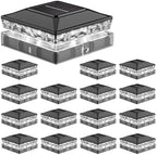 Solar Post Cap Lights, 6500K Cool White IP65 Waterproof Solar Powered Fence Light for 4x4 Wood Post & 5x5 Vinyl Fence, Deck Patio Garden Yard Outdoor Landscape Lighting, ABS Material (Black, 16pack) by JOFIOS