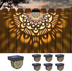 6 Pack Solar Fence Lights Outdoor Wall Lights Black Plastic Solar Powered Deck Step Stair Lights Mandala Theme Waterproof Fence Solar Light for Garden Post Patio Backyard Yard Decor by EKQ