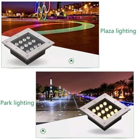 85-265V Underground Light LED, Outdoor Buried Lights, IP67 Waterproof LED Square Landscape Lights(Green Light,12W) - Image 3