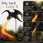 Solar Dragon Fire Garden Light Stake, Dragon Outdoor Figurine Lights Stake - Image 5