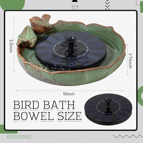 SiliFine Solar Fountain Ceramic Bird Bath for Outdoors Patio Yard Lawn - Image 2
