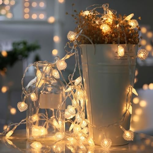 CAKERS Heart Decor String Lights|LED Silver Wire Fairy Lights|Creative Ambient Light for Party Wedding Birthday Christmas Bedroom Patio,Warm White,6m(19.6ft)-40LED-USB - Image 2
