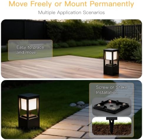 Solar Floor Lamp Outdoor Waterproof, 13.7" H 4-Pack - Image 6