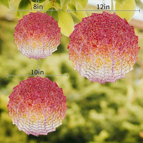 12 Inch Red Yellow Forest Wind Spinner for Yard and Garden,Nature Oil Painting Tree Branch Leaves Hanging Ornaments Outdoor 3D Kinetic Wind Sculpture Spinners Indoor Outdoor Patio Décor Gift - Image 3