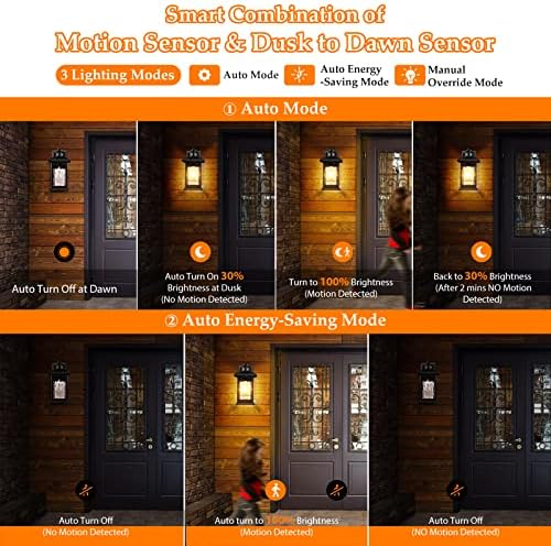 FILIYANO Motion Sensor Outdoor Wall Light Fixtures, Dusk to Dawn, 2 Pack - Image 4