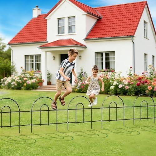 24in(H)×50ft(L) Black Decorative Garden Border Fence Total 35 Panels No Dig Metal Folding Fence Panel Garden Edging Border Fence for Animal Barrier Fencing Flower Bed Yard Patio - Image 6