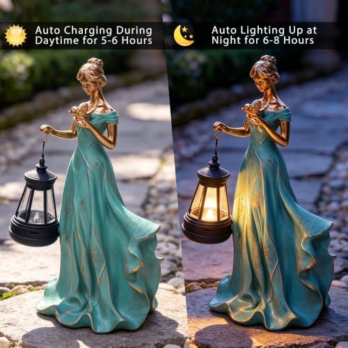 Solar Garden Statue Outdoor, Fairy Angel Statue Holding a Lantern - Image 3