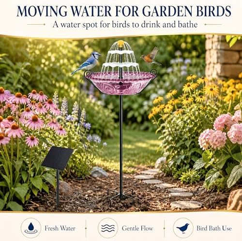 Solar Fountain for Bird Bath Outside, Water Fountain with Stake Stand to Attract Birds for Garden, Patio & Yard - Image 4