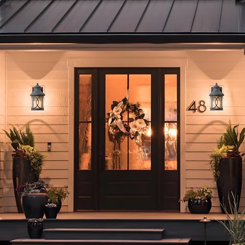 2-Pack Outdoor Wall Lights, Porch Lights, Waterproof Outdoor Wall Sconce, Exterior Light Fixture Grey Finish with Clear Glass Shade for Garage Patio Front Door Balcony, 12in. - Image 6