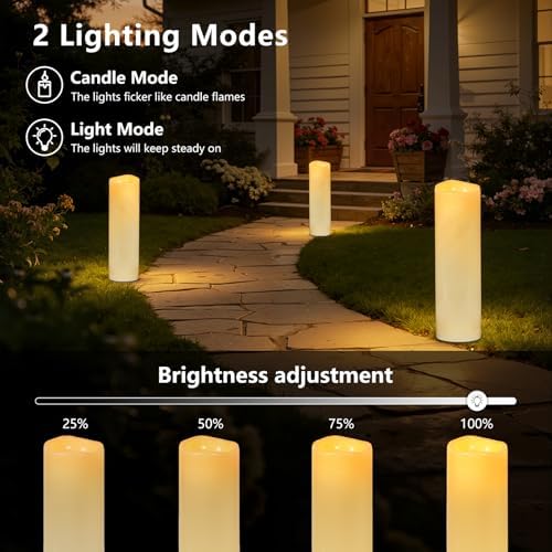 Kimjo 14" x 4" Large Outdoor Waterproof Candles with Timer Remote, 4 Pack - Image 4