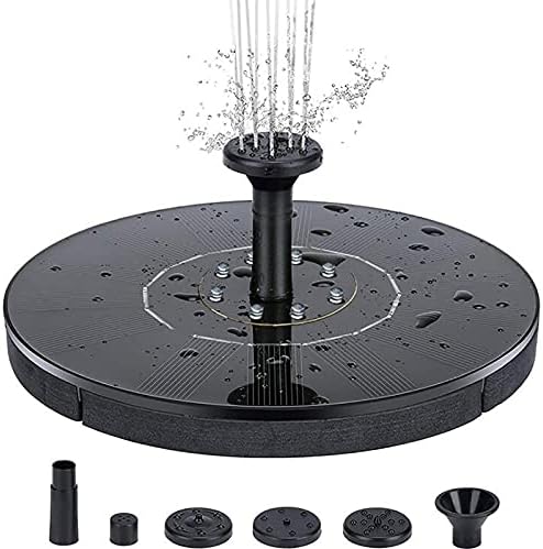 Solar Fountain Pump with 8 LED Lights and 6 Nozzles Colorful Solar Water Fountain Floating Bird Bath Fountain 1.8W Water Features Solar Fountain for Fish Tank Garden Decorations-Black with light 18c - Image 6