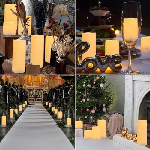 Enpornk Flameless Battery Operated Outdoor Waterproof Set of 12(D: 3" x H: 3" 4" 5" 6") Pillar LED Candles with 10-Key Remote and Cycling 24 Hours Timer - Image 6