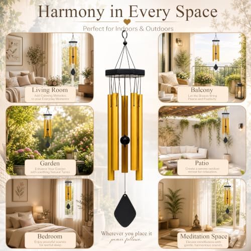 YATSKIA Large Aluminum Wind Chimes for Outside Clearance 24" Gold - Image 4
