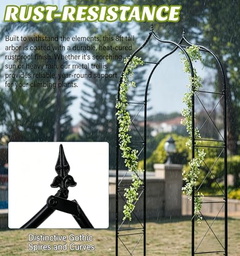 Metal Garden Arbors 8Ft Thickened Arch Trellis for Climbing Plants - Image 3