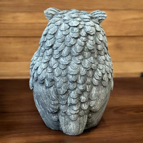 Painted Night Owl Statue Detailed Owl Sculpture Backyard Art Wild Life Decoration Cement Night Owl - Image 5