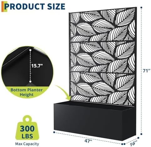GarveeLife Metal Planter Box with Trellis 71"x47"x16", with Drainage Holes - Image 2