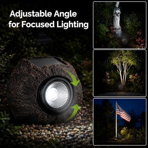 Candieslife Solar Rock Lights Outdoor Garden Waterproof - Super Bright LED Solar Spotlights, Solar Powered Landscape Path Decorative Garden Stone Lights for Pathway, Walkway, Yard, Patio (4 Pack) - Image 5