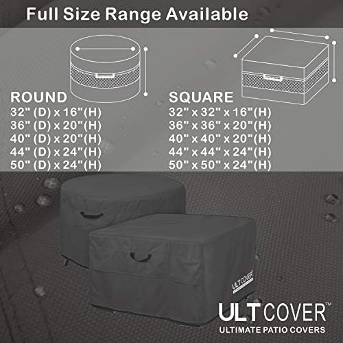 ULTCOVER Waterproof Square Patio Fire Pit Table Cover 36 inch, Black - Image 3