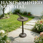 Linton Arst Garden Sundial Compass, 23.6lb Heavy Duty Solid Cast Iron Armillary Sphere, Vintage Waterproof Outdoor Sun Dial with Roman Numerals, Landscape Ornament for Patio Lawn Backyard - Image 3