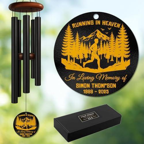 Personalized Camping in Heaven Runner Memorial Wind Chime – Custom Name & Years Tribute for Outdoor Remembrance – Sympathy Gift for Honoring a Loved One – Meaningful Memorial Chimes for Porch Décor by AlpadilCo
