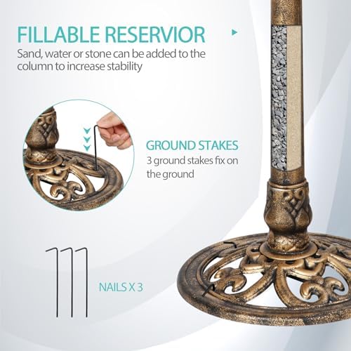 ZENY Outdoor Garden Bird Bath 28Inch Weather Resistant Polyresin Birdbath, Bronze - Image 4