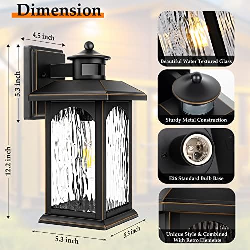 FILIYANO Motion Sensor Outdoor Wall Light Fixtures, Dusk to Dawn, 2 Pack - Image 6